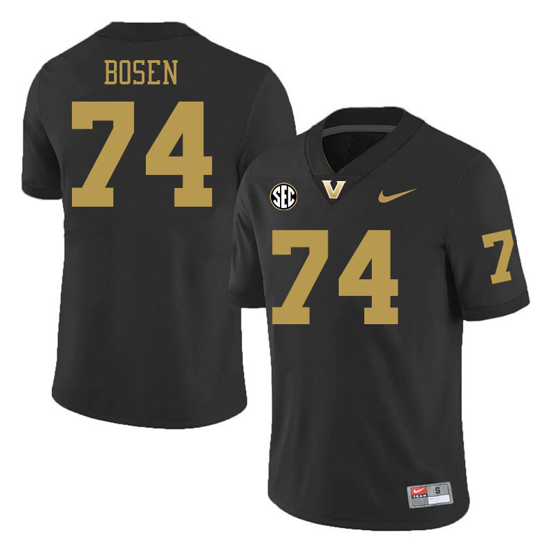 Vanderbilt Commodores #74 Cameron Bosen College Football Jerseys 2024 Uniforms Stitched-Black